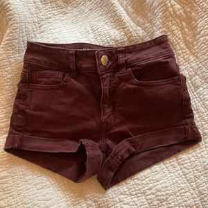 American Eagle Maroon High Rise Shorts